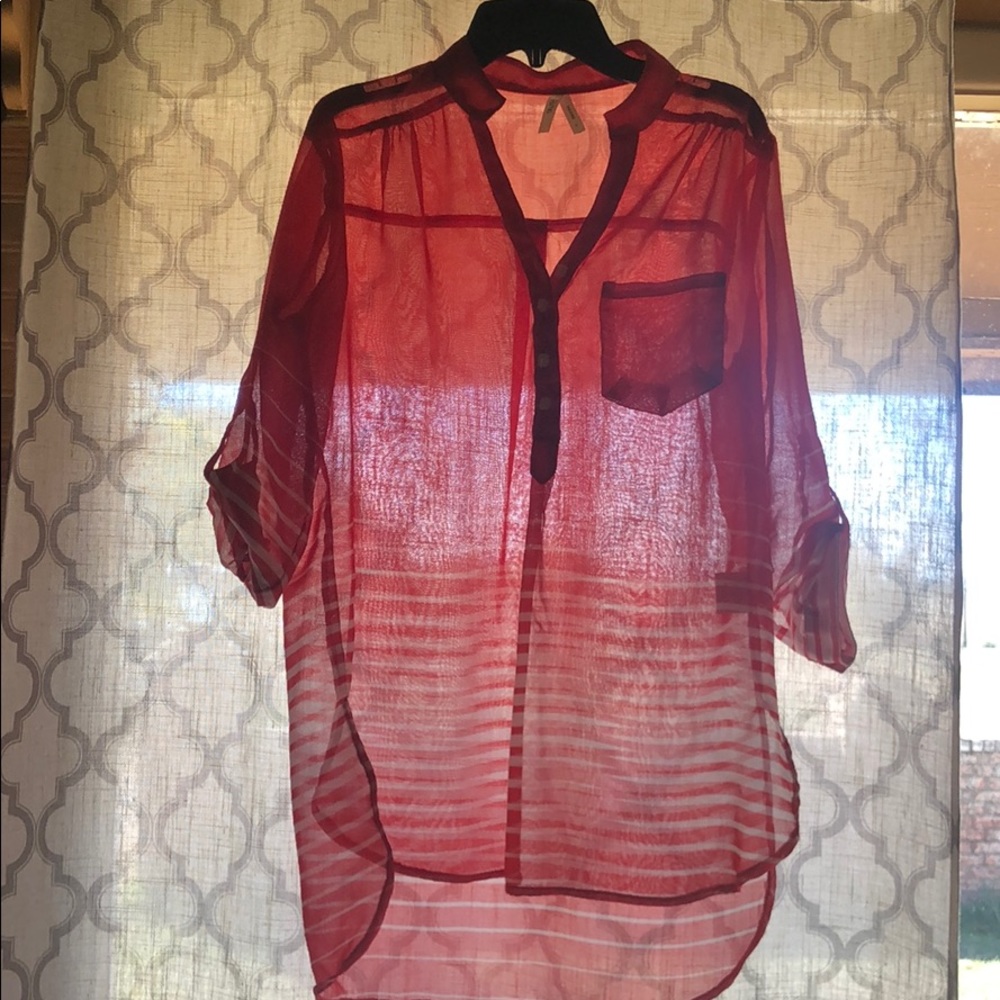3/4 sleeves 100% polyester orange and white stripe